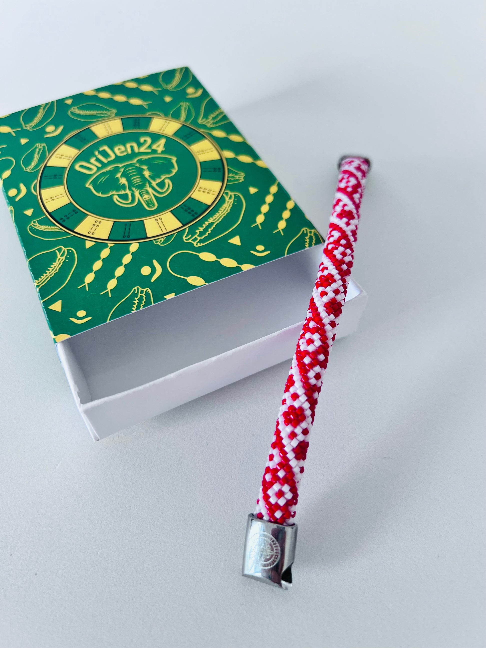 IDDE de Shangó pulsera espiritual hecha a mano, protección Babalawo, santería Osha Ifá Orisha rojo y blanco – Orijen24